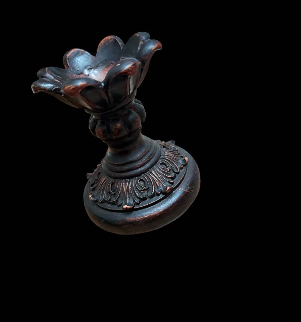 Vintage Hand Carved Resin Candlestick Candle Holder 7.5"